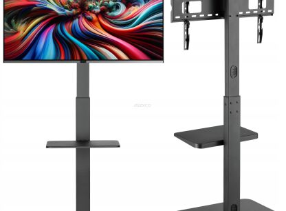 Mobilny stojak pod TV telewizor 37-75" z półkami regulowany uniwersalny